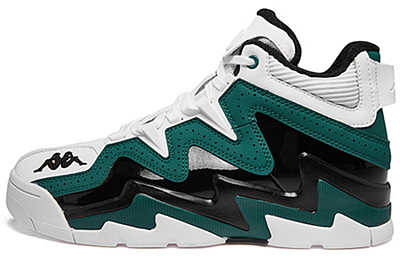 Kappa Cushioning Anti-Slip And Wear-Resistant High-Top Vintage Basketball Shoes Unisex Green White Patchwork