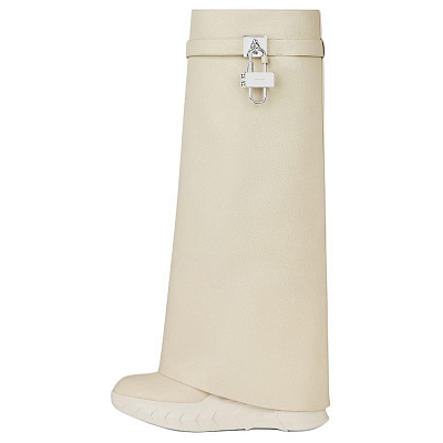 Givenchy Shark Lock Knee high Boots 9cm Women's Beige