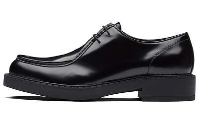 PRADA Brushed Leather Lace Up Black
