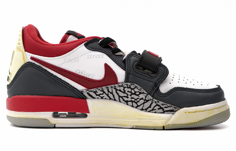 Jordan Legacy 312 Anti Slip Wear Resistant Low Top Basketball Shoes Unisex Black White Red