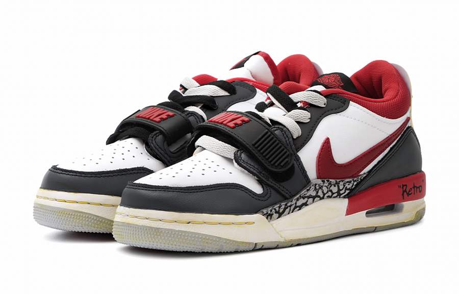Jordan Legacy 312 Anti Slip Wear Resistant Low Top Basketball Shoes Unisex Black White Red