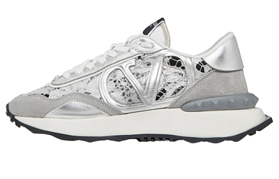 Valentino Lace And Mesh Lacerunner Silver Women's