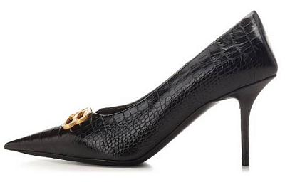 Balenciaga Square Knife Bb Croc Effect Leather Pumps 'Black' Women's