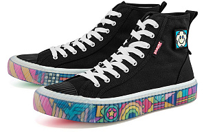 Craig&Karl x Kappa Anti-Slip Wear-Resistant High-Top Canvas Shoes Unisex Black Rainbow 3 3173322