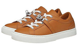 HERMES Day Sneakers Low Top Stylish Skateboarding Shoes Women's Brown 2 3173340