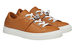 HERMES Day Sneakers Low Top Stylish Skateboarding Shoes Women's Brown 3 3173341