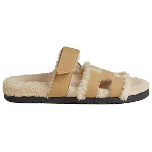 HERMES Chypre Slide Slippers Women's Beige 1 3173561
