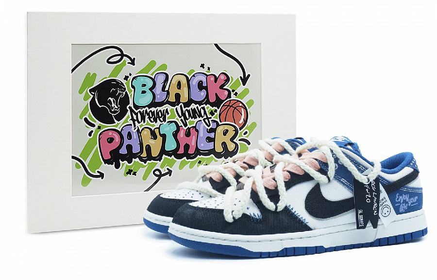 Nike Dunk Anti-Slip Wear-Resistant Lightweight Breathable Low-Top Skateboard Shoes Men's Blue Black