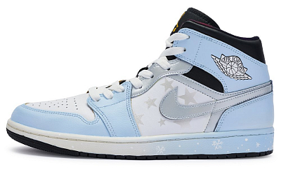 Jordan Air Jordan 1 High-Top Vintage Basketball Shoes Men's Blue White