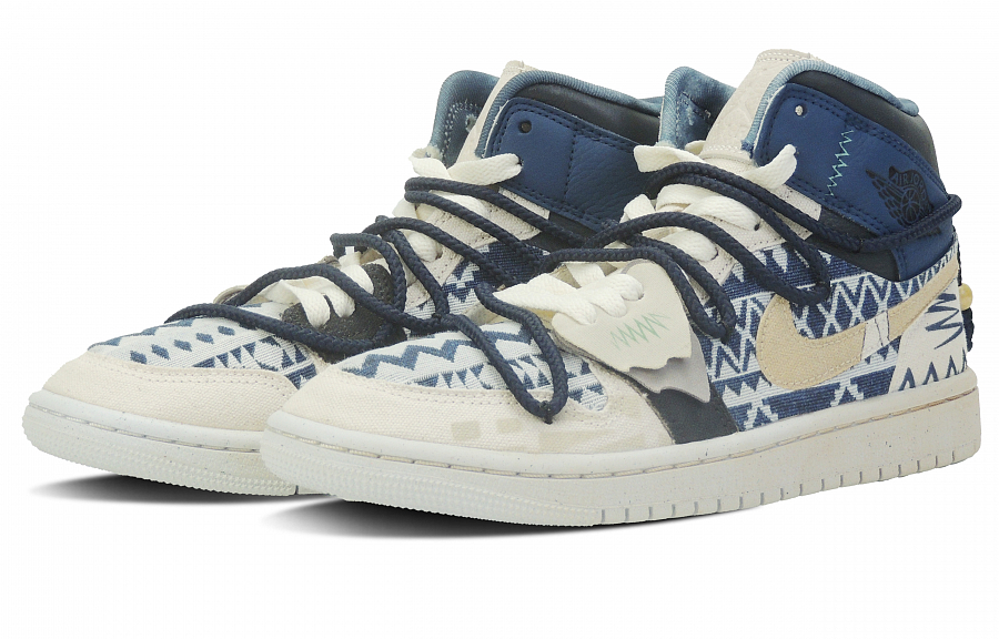Jordan Air Jordan 1 Marble Style Mid-Top Skateboard Shoes Women's Blue White купить в интернет-магазине Yoocart с быстрой доставкой по России.