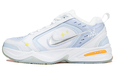 Nike Air Monarch 4 Cushioned Slip-Resistant Low-Top Chunky Sneakers Unisex White Blue