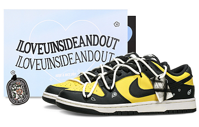 Nike Dunk Reverse Bruce Slip Resistant, Abrasion Resistant, Lightweight Low Top Skateboard Shoes Men's Black Yellow
