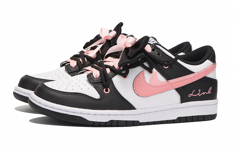 Nike Dunk Slip-Resistant Coverage Low-Top Skateboard Shoes Women's Black Pink