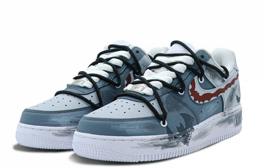 Nike Air Force 1 Coverage Low Top Skateboard Shoes Women's White Gray