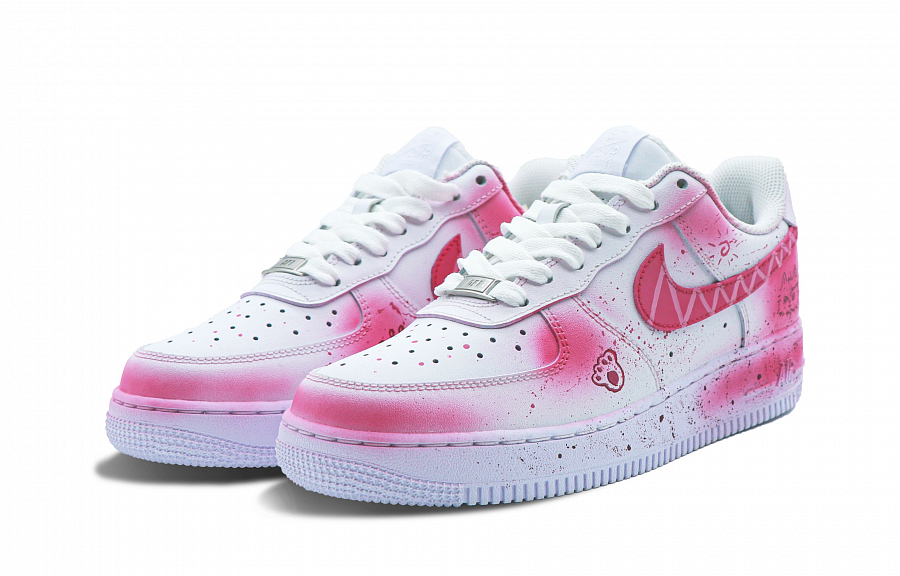 Nike Air Force 1 Coverage Low Top Skateboard Shoes Women's Pink White