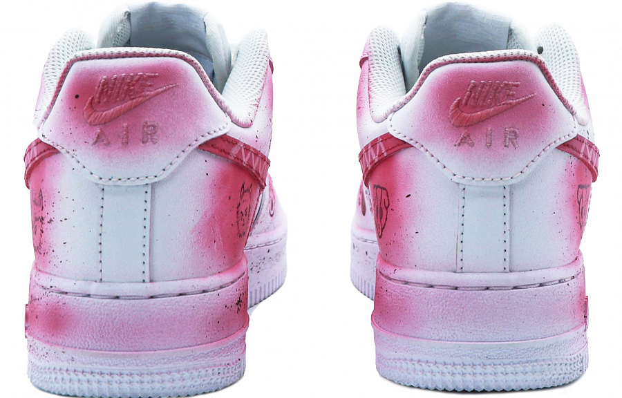 Nike Air Force 1 Coverage Low Top Skateboard Shoes Women's Pink White