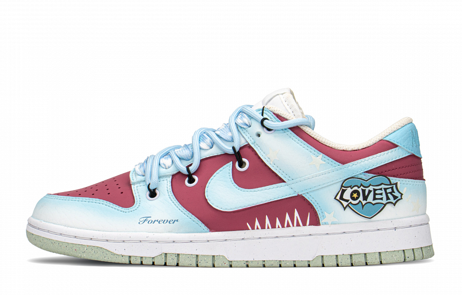 Nike Dunk FZBB Slip Resistant, Abrasion Resistant, Lightweight Low Top Skateboard Shoes Women's Pink Blue