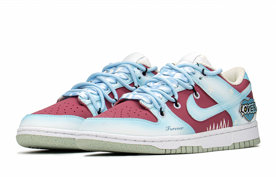 Nike Dunk FZBB Slip Resistant, Abrasion Resistant, Lightweight Low Top Skateboard Shoes Women's Pink Blue