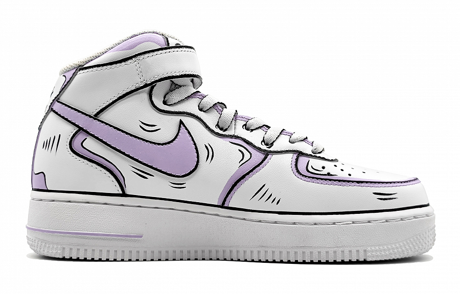 Nike Air Force 1 LE Mid-Top Skateboard Shoes GS Purple Gray