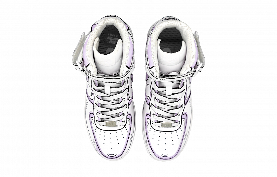 Nike Air Force 1 LE Mid-Top Skateboard Shoes GS Purple Gray
