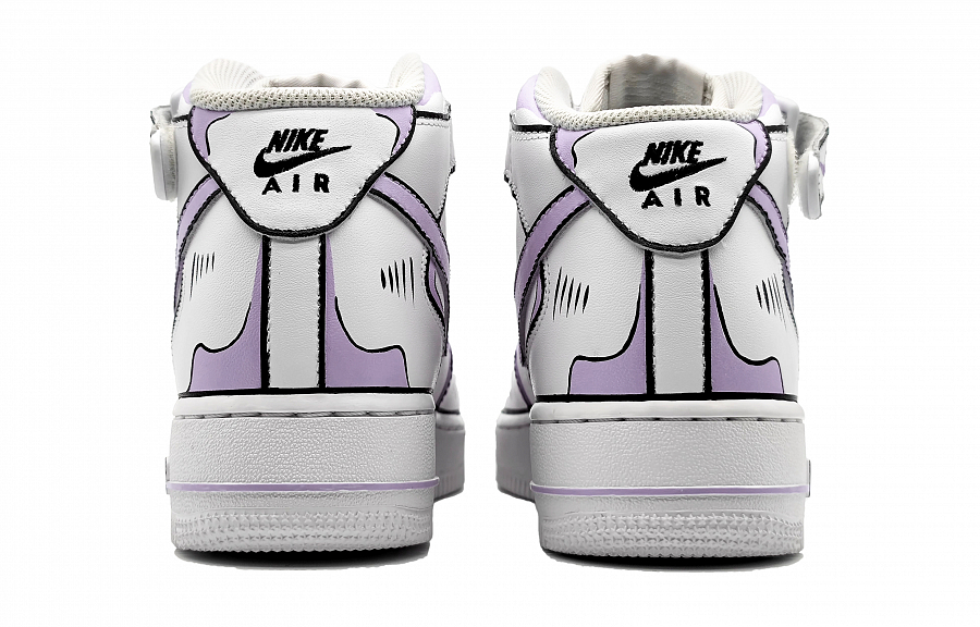 Nike Air Force 1 LE Mid-Top Skateboard Shoes GS Purple Gray