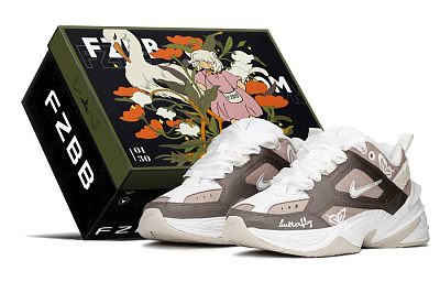 Nike M2K FZBB Anti-Slip And Wear-Resistant Lightweight Height Increasing Low-Top Chunky Sneakers Women's Pink Brown
