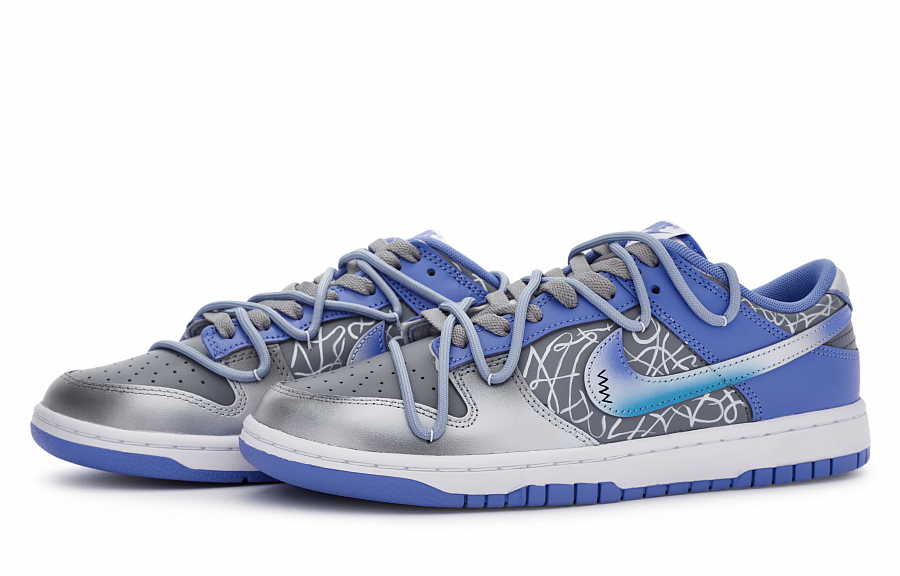 Nike Dunk 811 Manufacture Blue Fantasy Slip-Resistant Cushioning Low-Top Skateboard Shoes Men's Blue-gray Silver