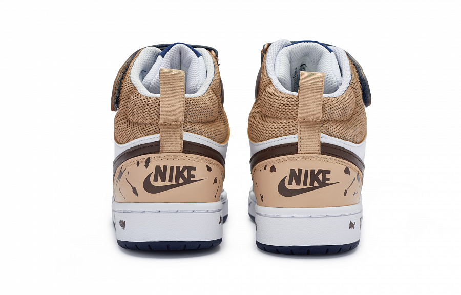 Nike Court Borough Series 811 Manufacture Leopard Design Mid-Top Skateboard Shoes Women's White Brown Black