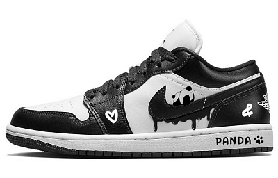 Jordan Air Jordan 1 Wear-Resistant Slip-Resistant Low-Top Vintage Basketball Shoes Women's Black White