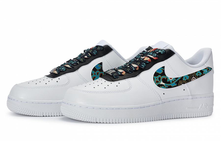 Nike Air Force 1 811 Manufacturing Ancient Dunhuang Style Coverage Warm Low-Top Skateboard Shoes Men's White Cyan