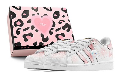 Adidas Originals Superstar Crystal Love Anti-Slip Wear-Resistant Low-Top Skateboard Shoes Unisex Pink White