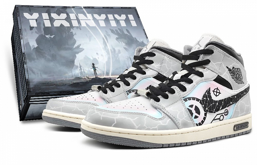 Jordan Air Jordan 1 High-Top Vintage Basketball Shoes Men's Blue Pink Gray