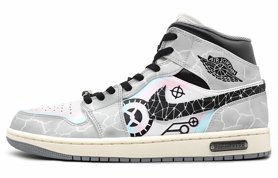 Jordan Air Jordan 1 High-Top Vintage Basketball Shoes Men's Blue Pink Gray