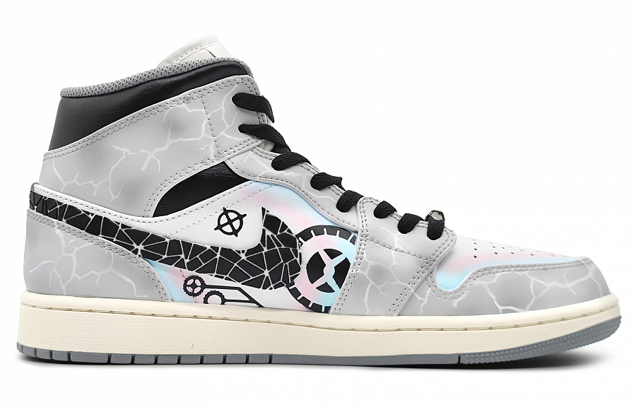Jordan Air Jordan 1 High-Top Vintage Basketball Shoes Men's Blue Pink Gray