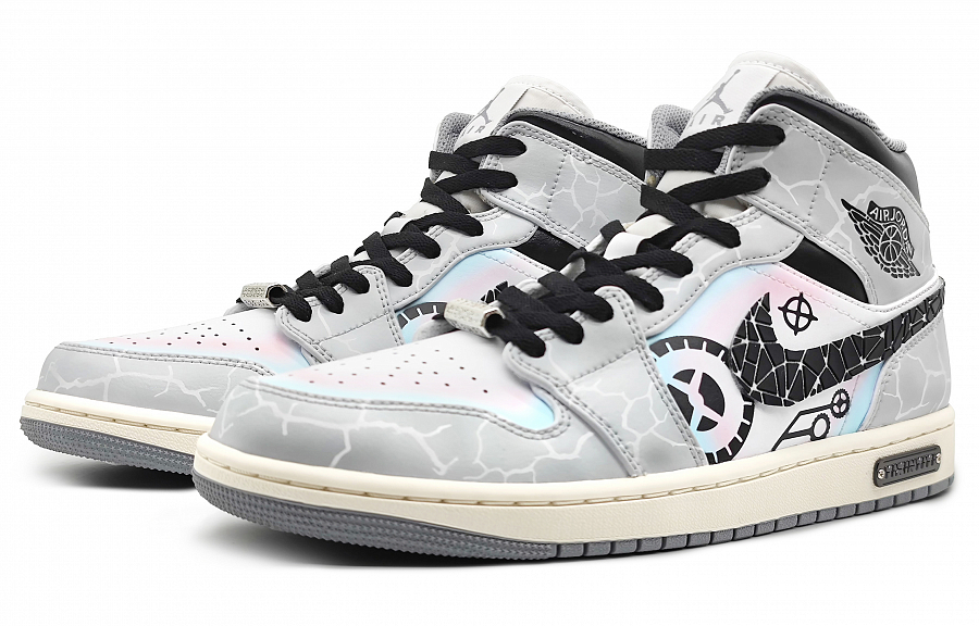 Jordan Air Jordan 1 High-Top Vintage Basketball Shoes Men's Blue Pink Gray