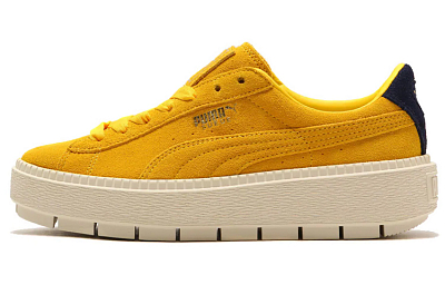 PUMA Suede Series Skateboard Shoes Women's Low-Top Yellow
