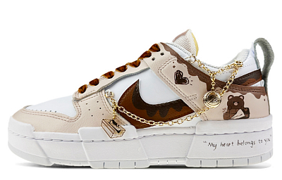 Nike Dunk Low DISRUPT Low-Top Skateboard Shoes Women's White Brown