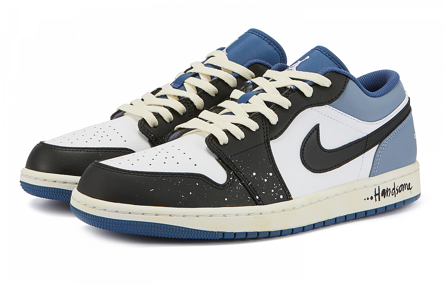 Jordan Air Jordan 1 Low Sky With Stars Durable Breathable Low-Top Vintage Basketball Shoes Men's Blue Black White