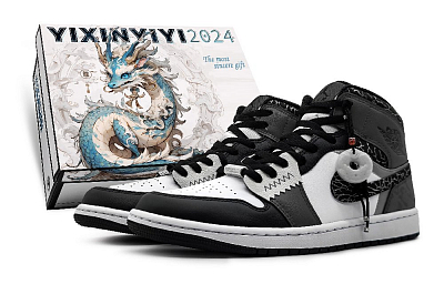 Jordan Air Jordan 1 High-Top Vintage Basketball Shoes Women's Black White Gray