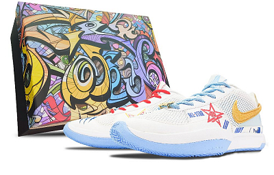 Nike Ja 1 Morant 1st Generation Cushioned Slip-Resistant Low-Top Basketball Shoes Unisex Blue White