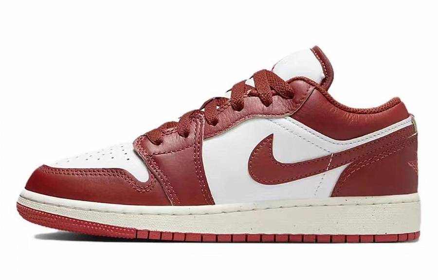 Jordan Air Jordan 1 Low-Top Vintage Basketball Shoes Women's White Red Black