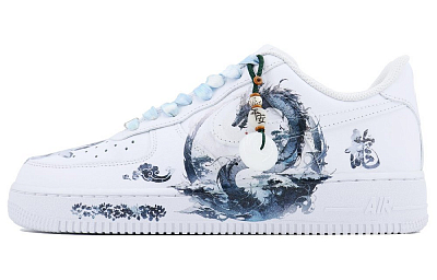 Nike Air Force 1 Jiao Long Women's SDS Low Top Skateboard Shoes GS White Blue