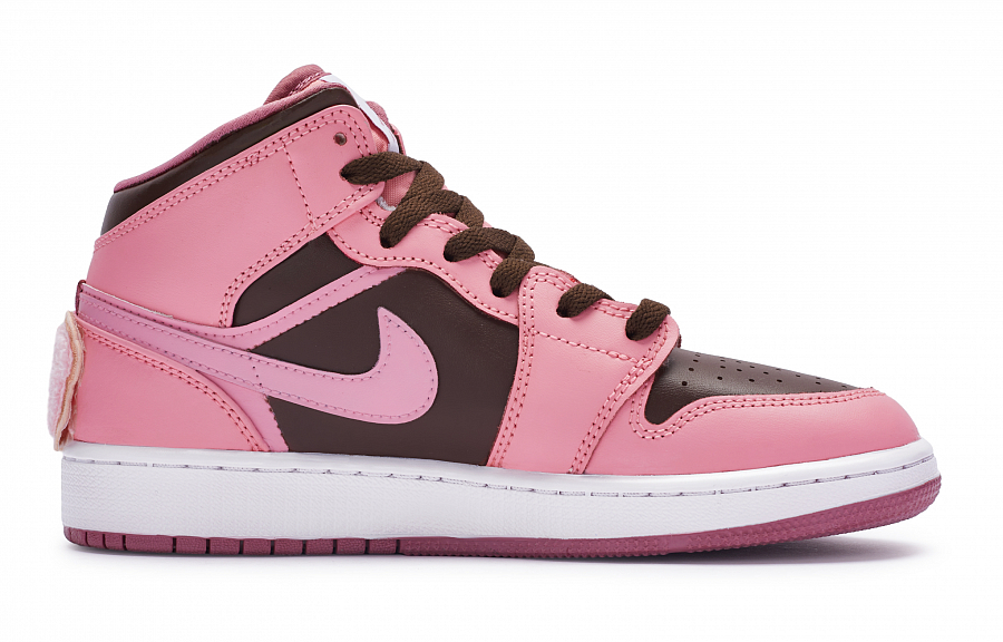 Jordan Air Jordan 1 Mid Mid-Top Vintage Basketball Shoes GS Pink Brown