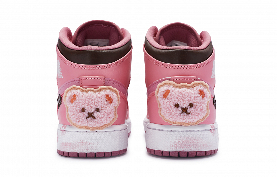 Jordan Air Jordan 1 Mid Mid-Top Vintage Basketball Shoes GS Pink Brown
