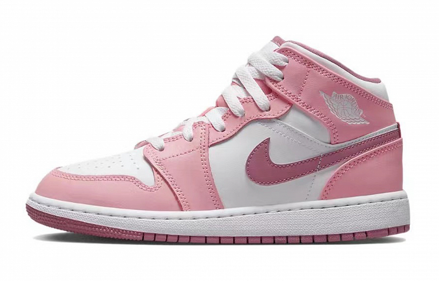 Jordan Air Jordan 1 Mid Mid-Top Vintage Basketball Shoes GS Pink Brown