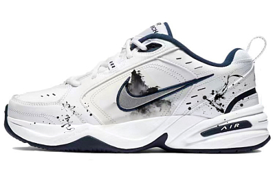 Nike Air Monarch 4 Anti-Slip Wear-Resistant Low-Top Chunky Sneakers Unisex Blue White