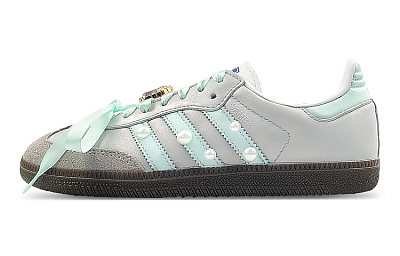 Adidas Originals Samba Low-Top Skateboard Shoes Unisex Gray Silver Green