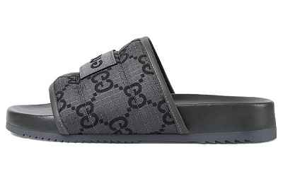 GUCCI Gg Slide Sandal 'GG Monogram Grey Black'