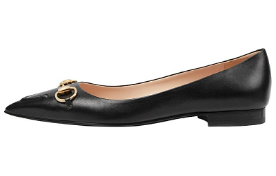 GUCCI Horsebit Casual Single Shoes 1.5cm Women's Black