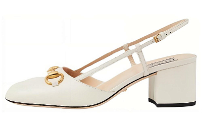 GUCCI Chunky Heel High Heels 5.5cm Women's White